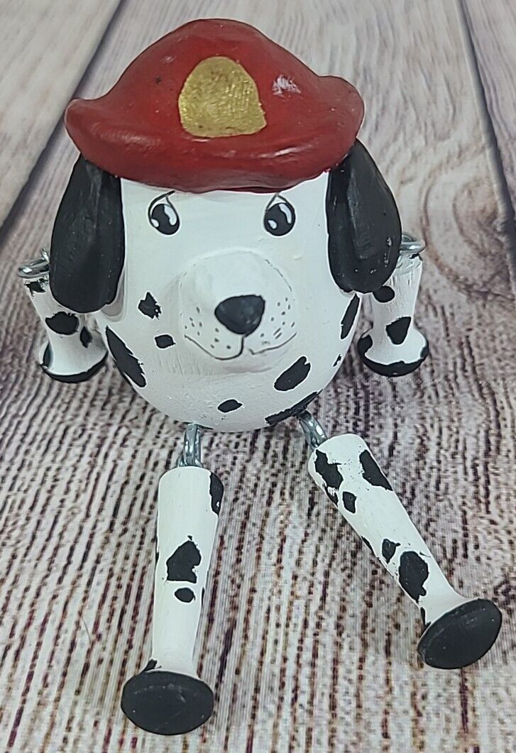 Firefighter Dalmatian Dog Shelf Sitter Figure Home Decor Black White Red 5" gallery