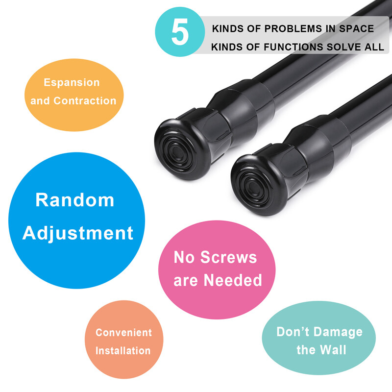 2Pcs Stainless Spring Tension Curtain Rod 23.6-43.3 Inches Adjustable Expandable gallery