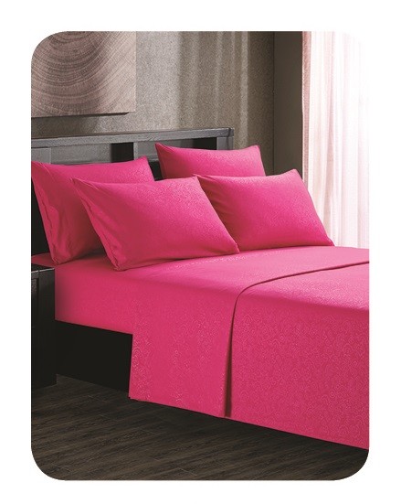 Platinum Hotel Quality Embossed King Sheet Set w/ 4 Pillow Cases Raspberry Pink gallery