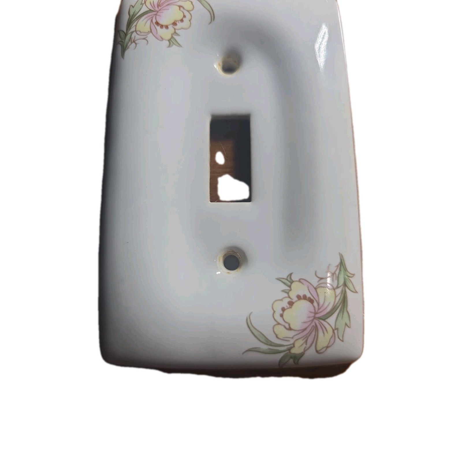 Vintage Porcelain Single Light Switch Cover Plate With Floral Design Made In... gallery