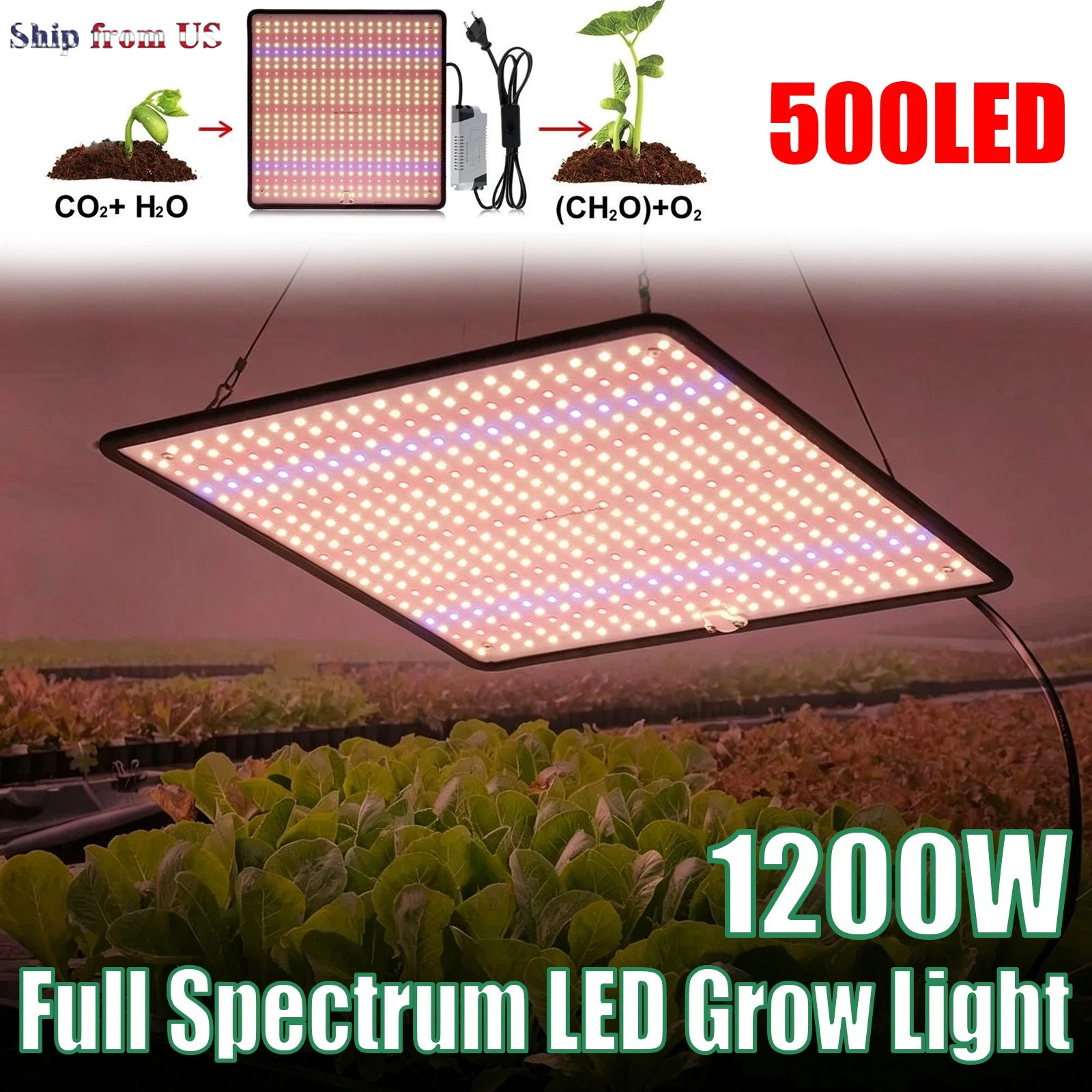 Grow Light 1200W Full Spectrum LED for Indoor Plant Growth 4x4 ft Coverage Area gallery