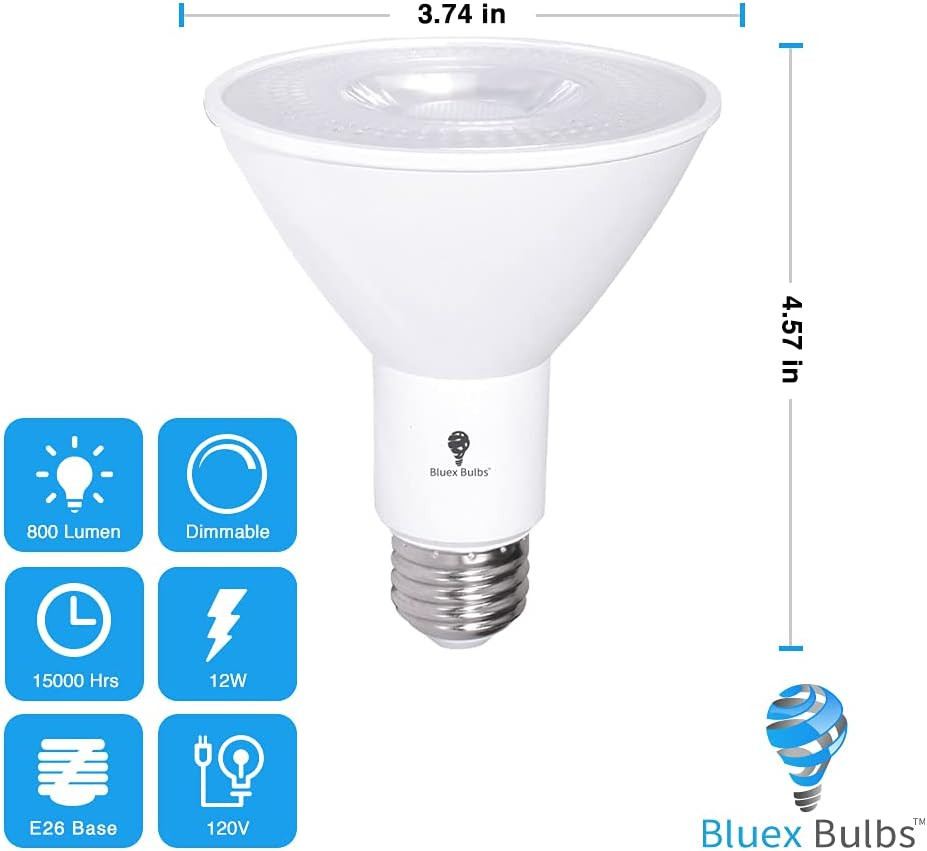 2 Pack PAR30 Outdoor LED Flood Light Bulb 12W 100 Watt Equivalent 900 Lumens gallery