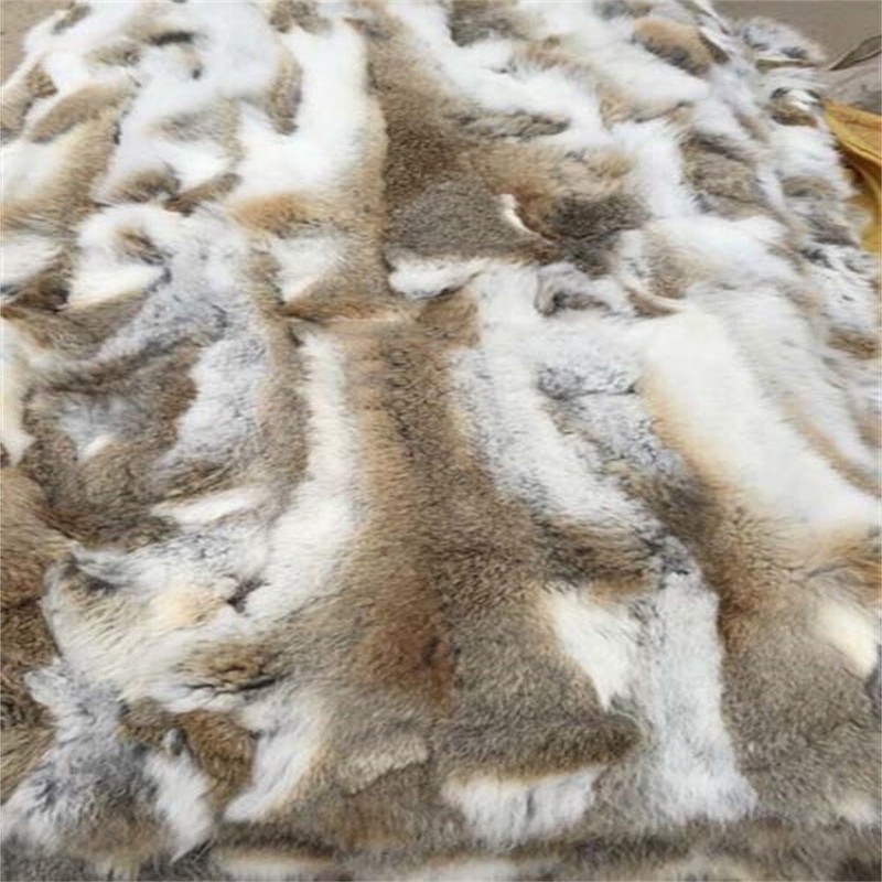 Real Rabbit Fur Throw Patchwork Blanket Winter Soft Warm Leather 43.3" X 21.6" gallery