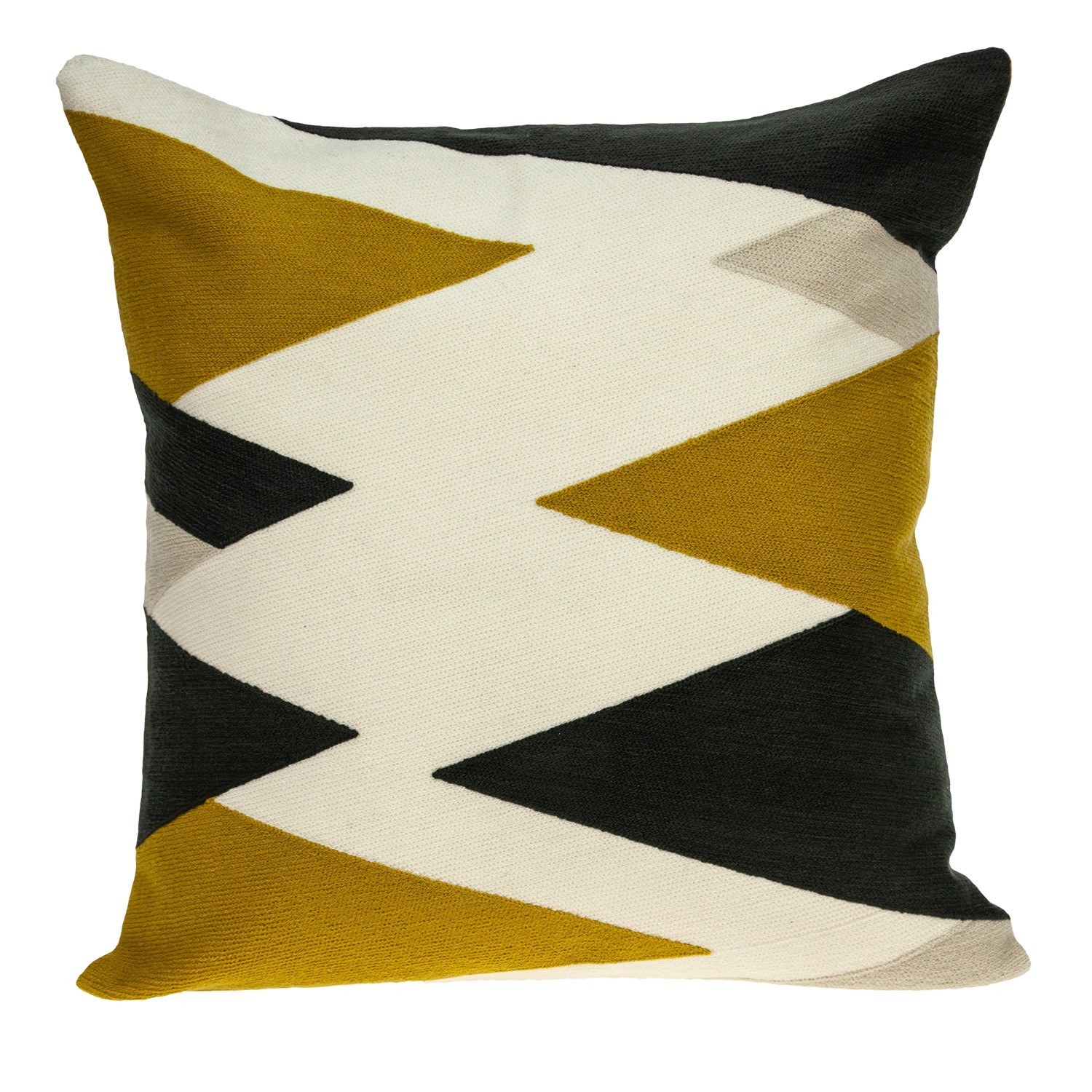 Parkland Collection Ziglar White Embroidered Geometric 20" x 20" Throw Pillow gallery