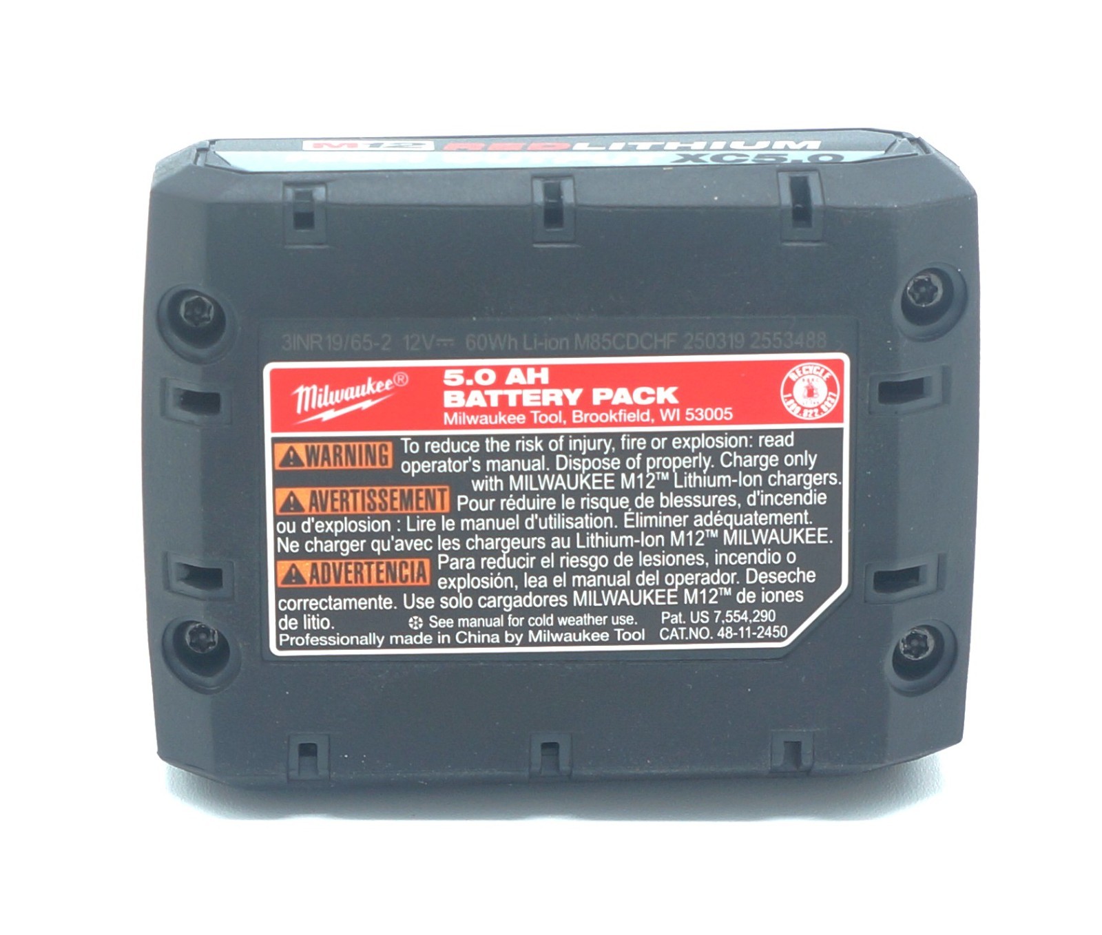 NEW Milwaukee 12 Volt M12 High Output Battery CP5.0 Ah Red Lithium 48-11-2450 gallery
