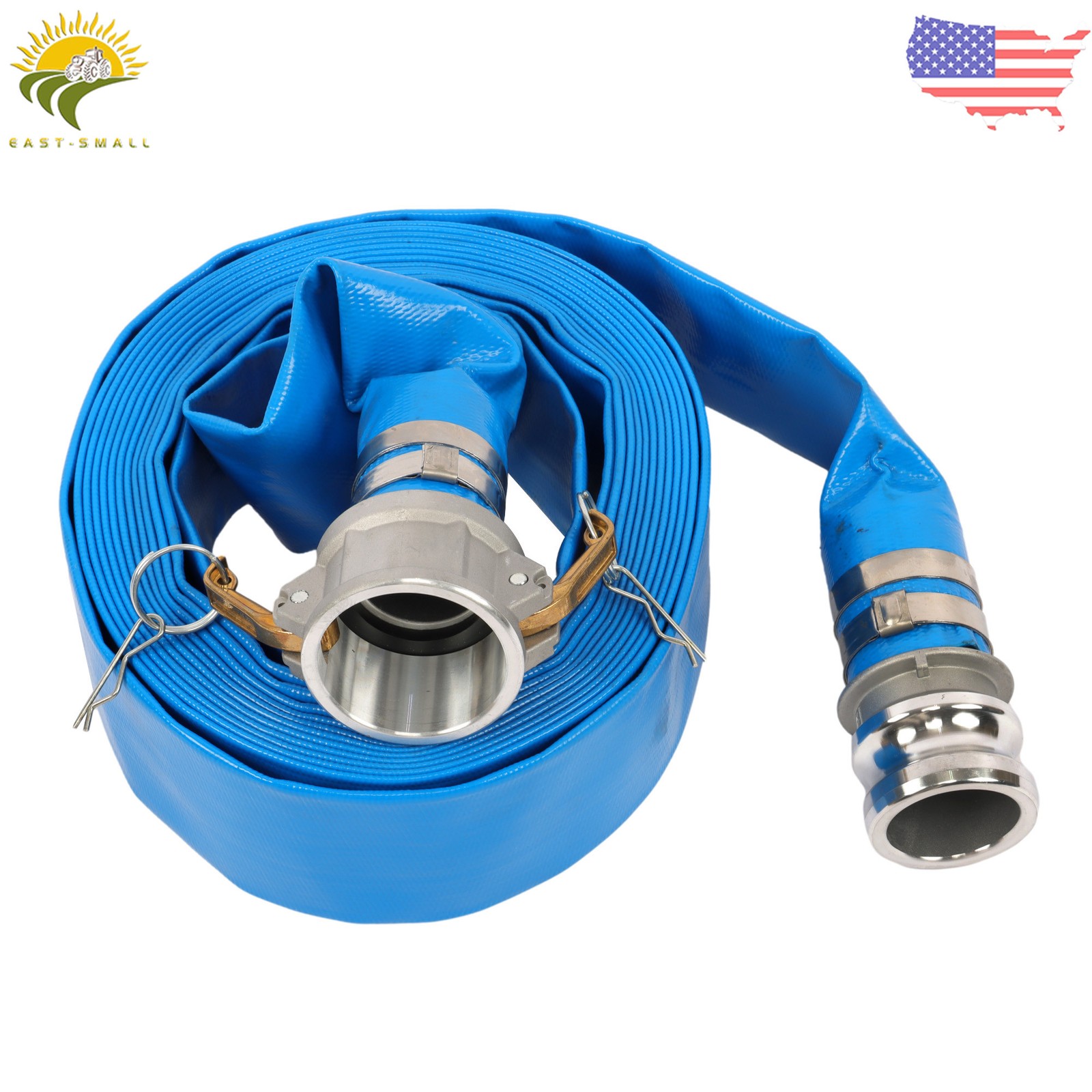 2" x 25FT Blue PVC Lay Flat Water Hose Discharge Hoses For Pool Backwash gallery