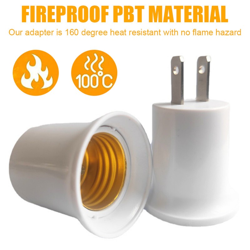 4Pcs 125 Volt AC Plug to E26 E27 Two Outlet Light Bulb Socket Adapter Converts gallery