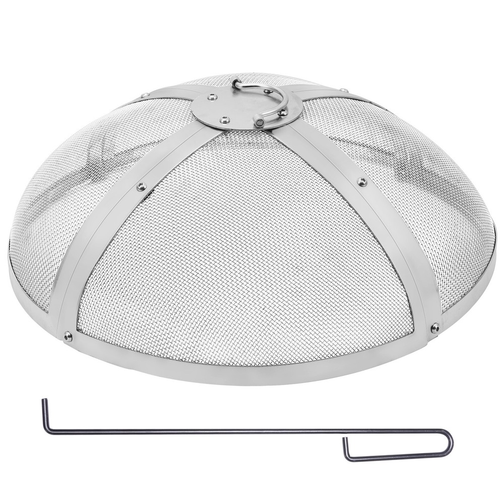 VEVOR 20" Round Fire Pit Spark Screen Cover Lid Stainless Steel Wood Burning