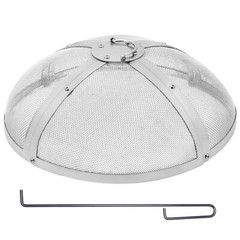 VEVOR 20″ Round Fire Pit Spark Screen Cover Lid Stainless Steel Wood Burning