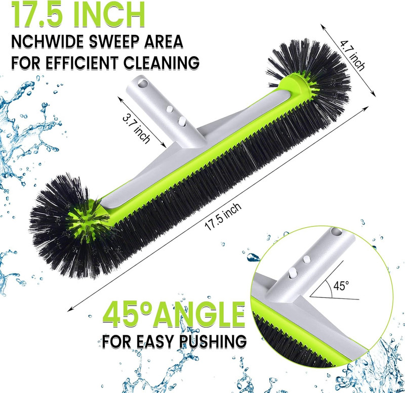 Swimming Pool Brush Head with round Ends,17.5" Heavy Duty Aluminum Back Head for gallery