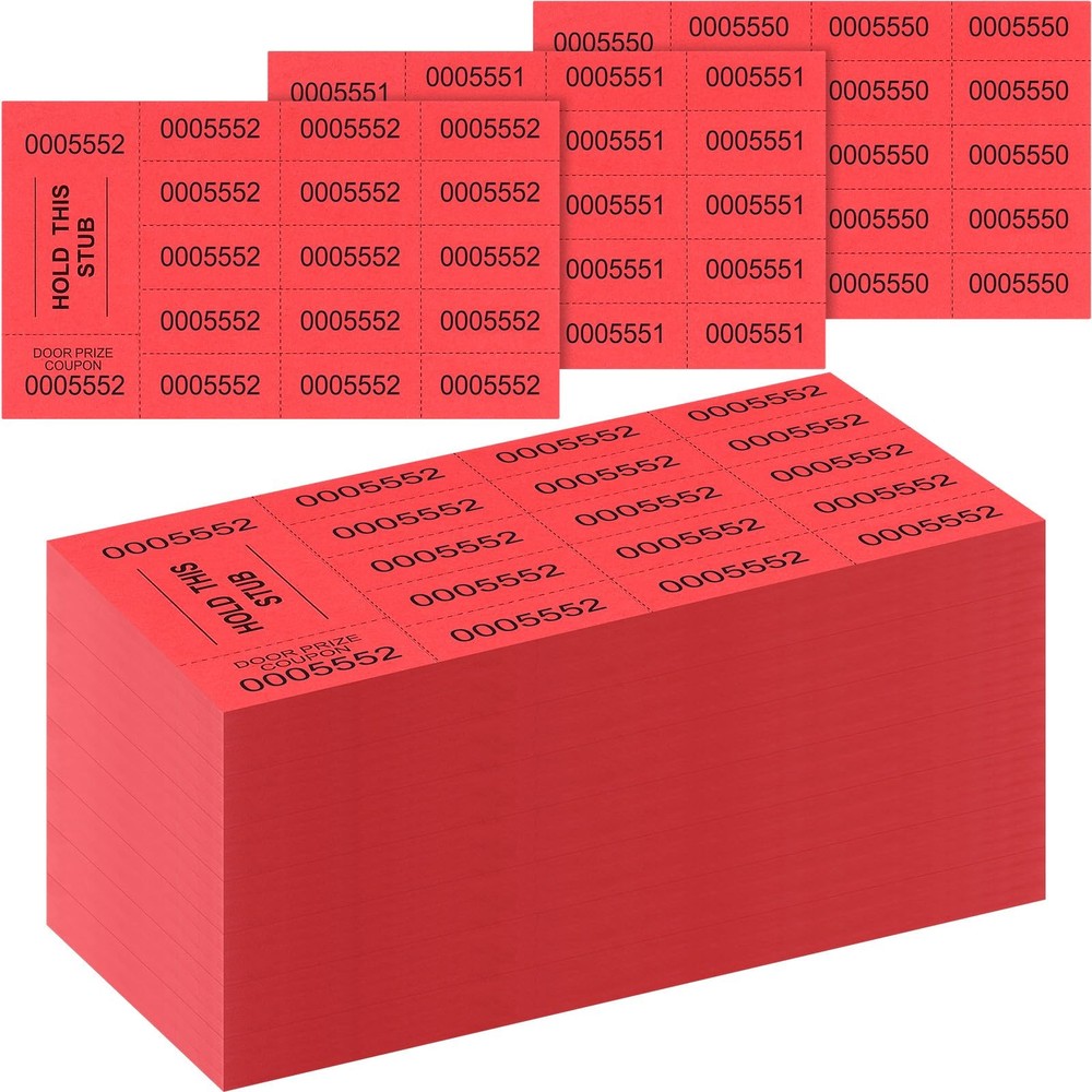 504 Sheets 15 Bid Raffle Ticket Different Numbers Chinese Auction Red Events