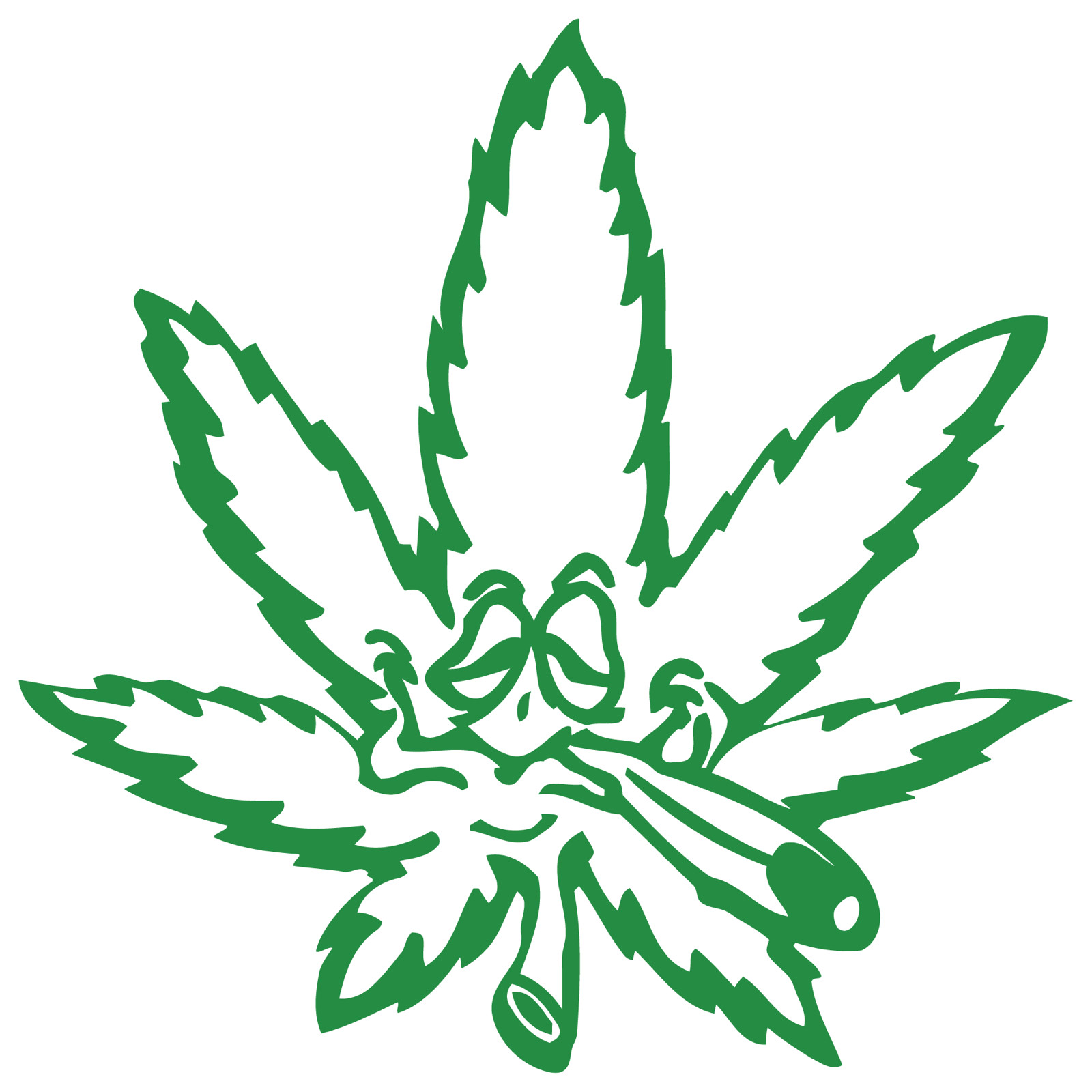 Pot Leaf / Marijuana Leaf Smoking Joint Weed With Happy Face - Die Cut Decal gallery