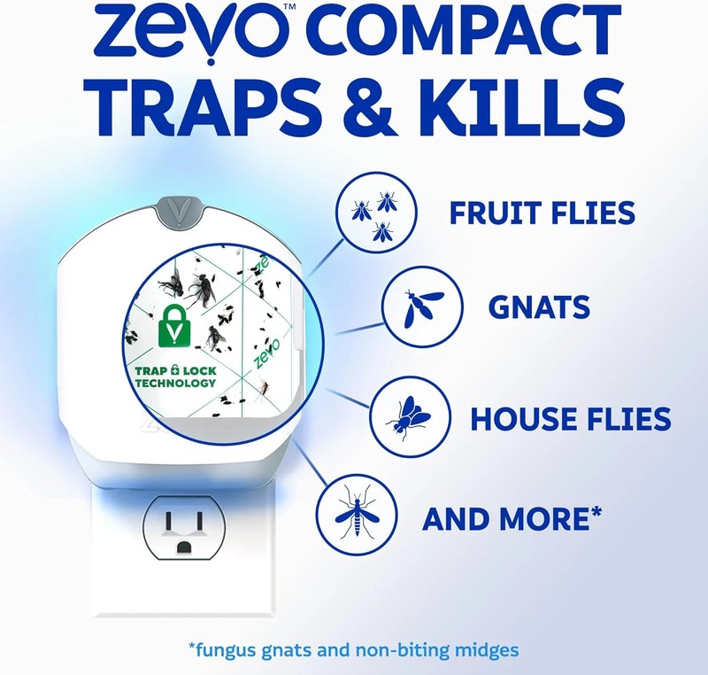 Zevo Compact Flying Insect Trap Kit with Refill Cartridges - Plug-in Indoor Bug gallery