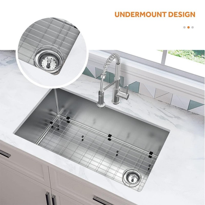 Glacier Bay 31 in. Undermount Single Bowl 18 Gauge Stainless Steel Sink w/ Acc. gallery