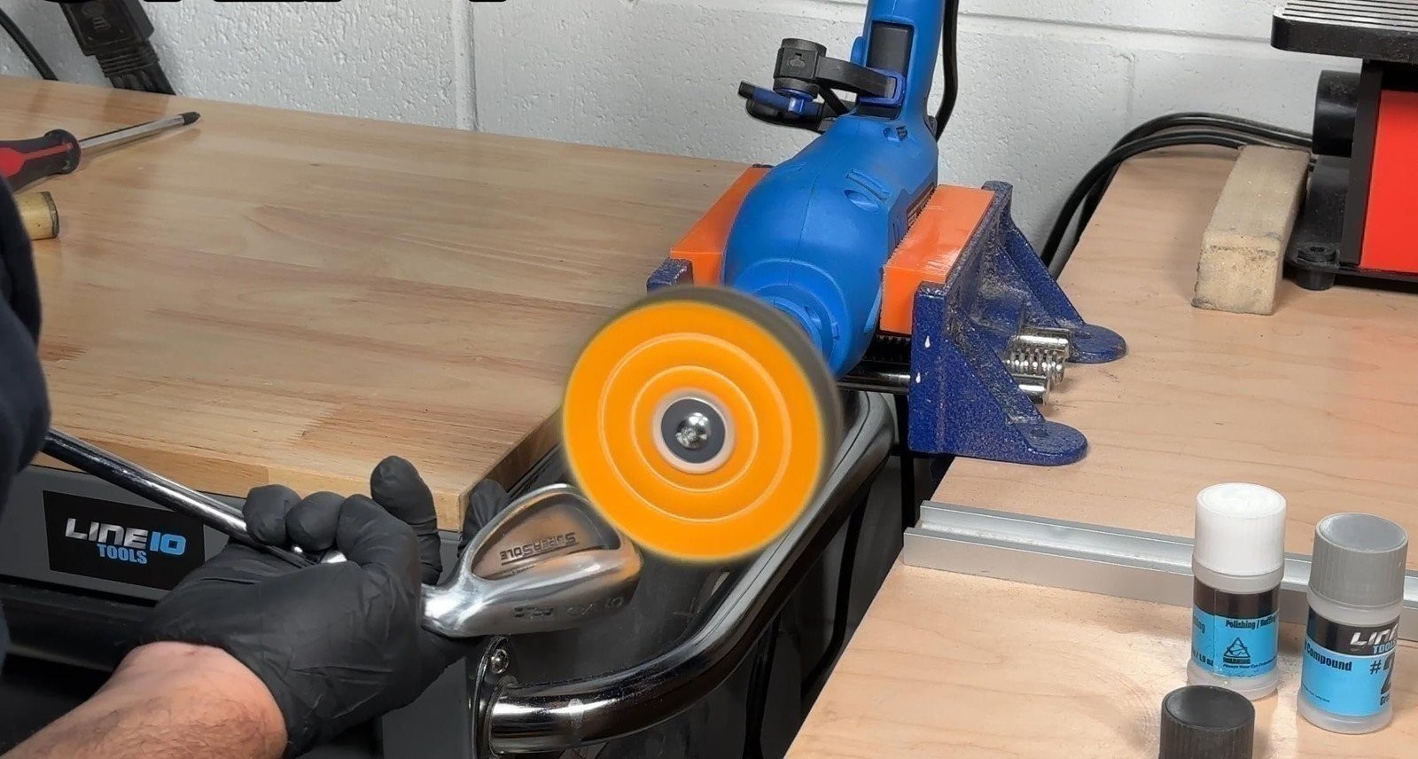 LINE10 Tools Metal Buffing Wheel Kit for Drill, with 3 Step Polishing Compound gallery