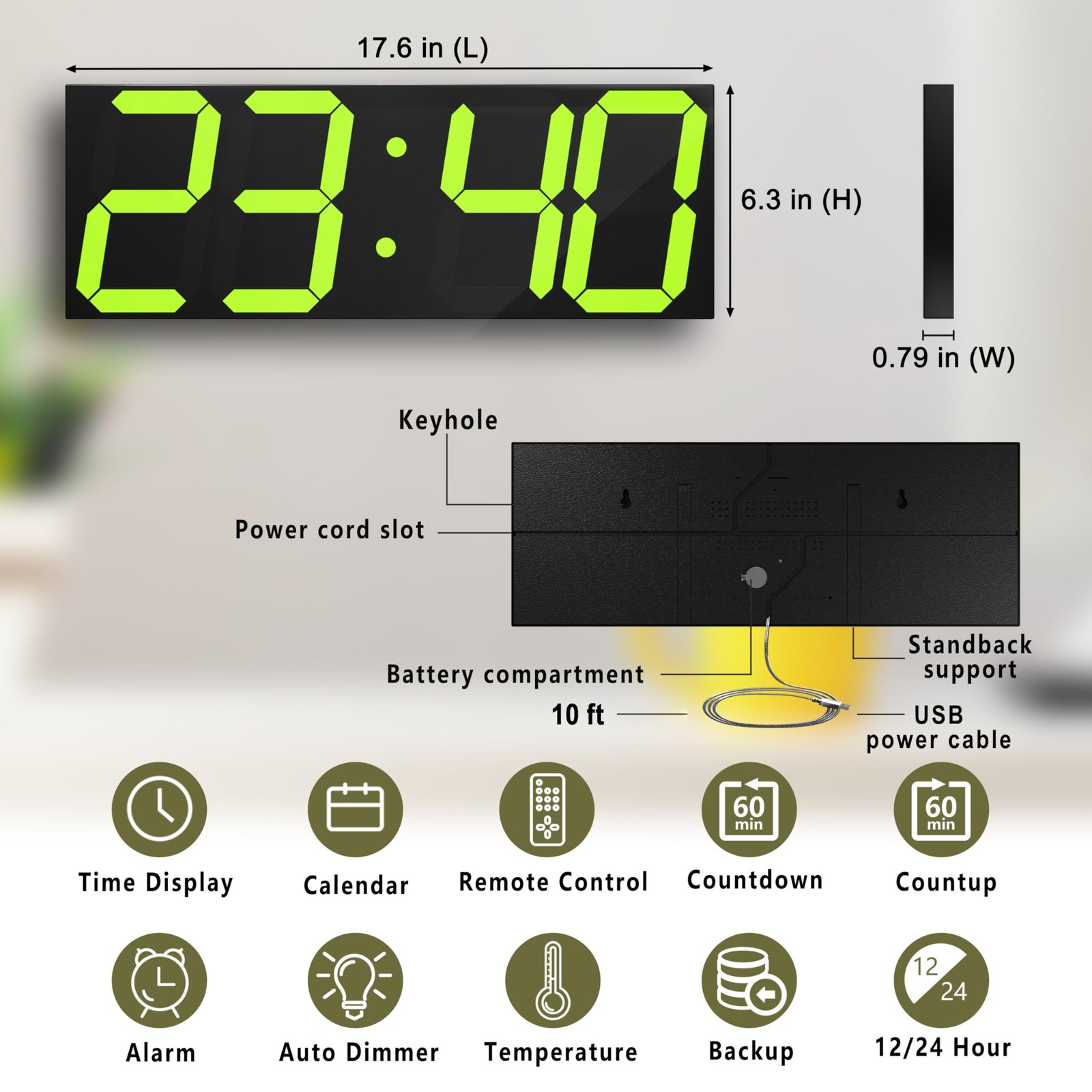 CHKOSDA LED Large Digital Wall Clock, Oversize Digital Clock with 6” Numbers,... gallery
