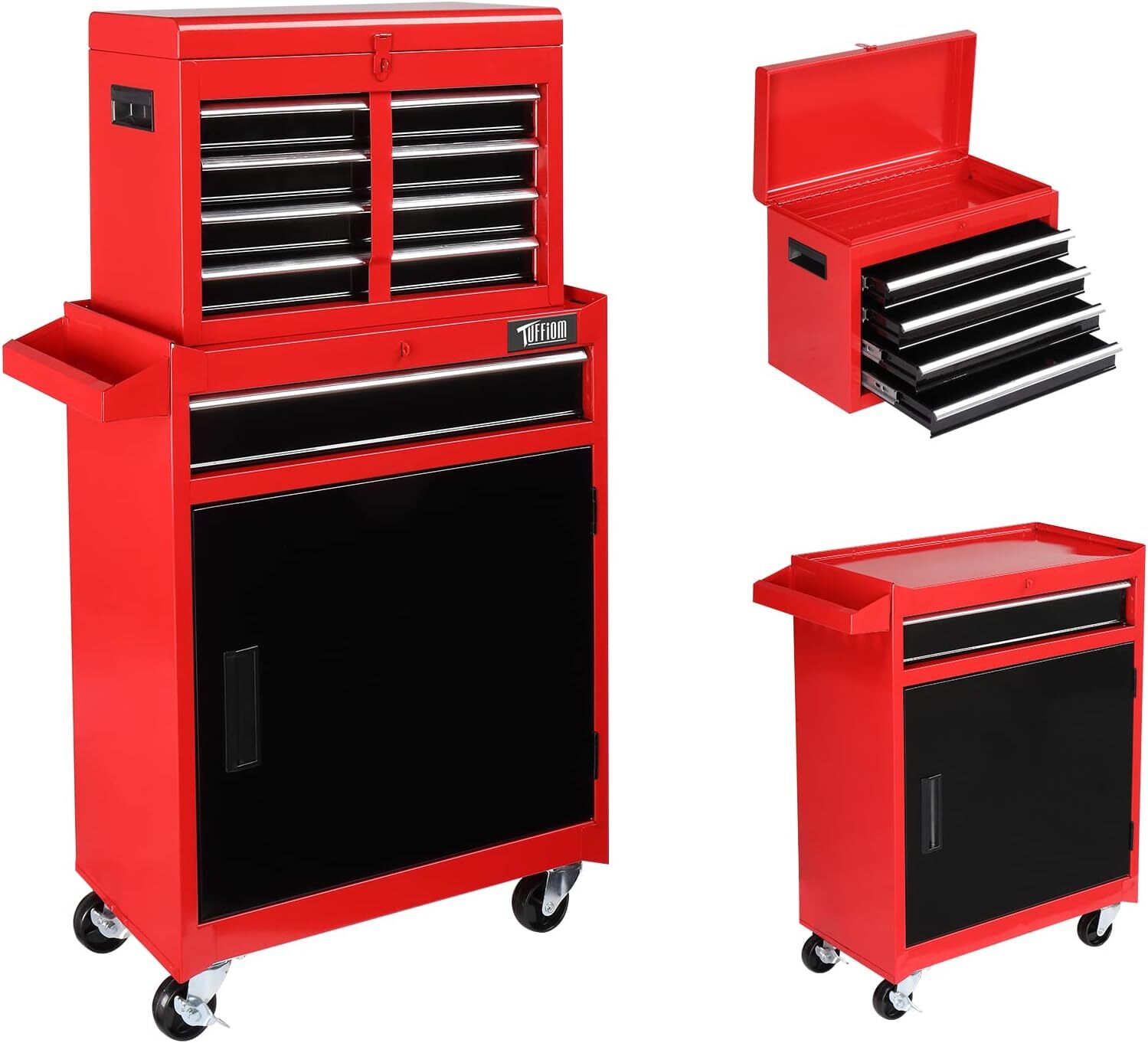 5-Drawer Rolling Tool Chest Storage Cabinet with Drawers, Wheels Red & Black NEW gallery