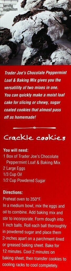 2 Packs Trader Joe's Chocolate Peppermint Loaf & Baking Mix 19 oz Each Packs gallery