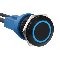 LED Latching Aluminum Push Button Switch2-24V DC 20ANO On Off with 19mm 1 Blue