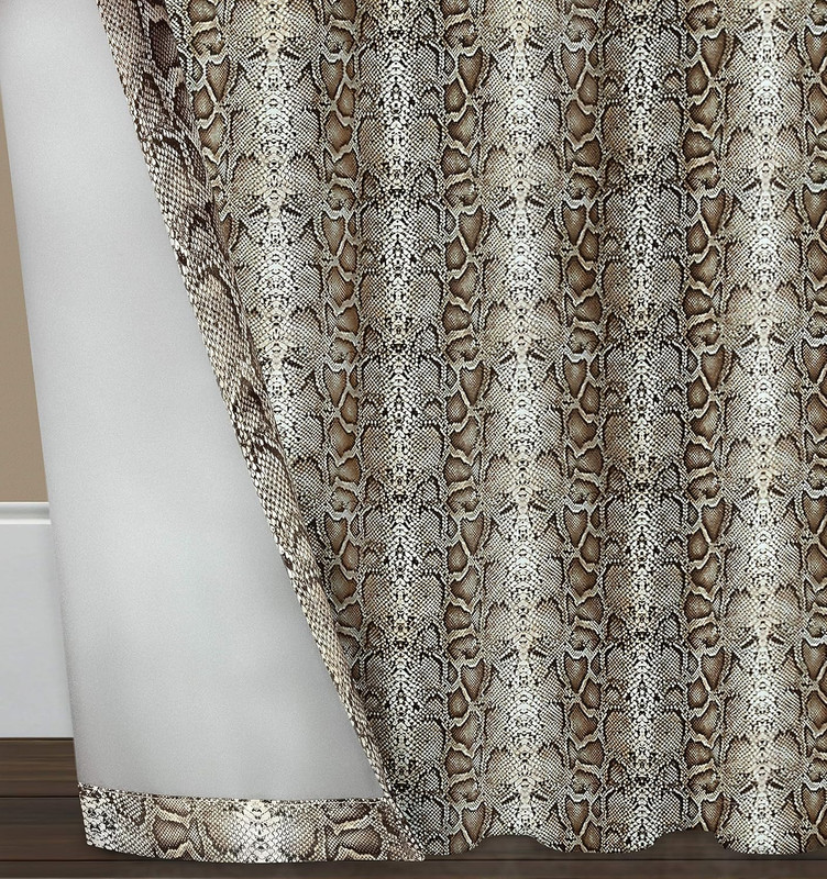 Home Furnishings Python Grommet Window Curtain Panel, 52" X 63", Brown/Gold gallery