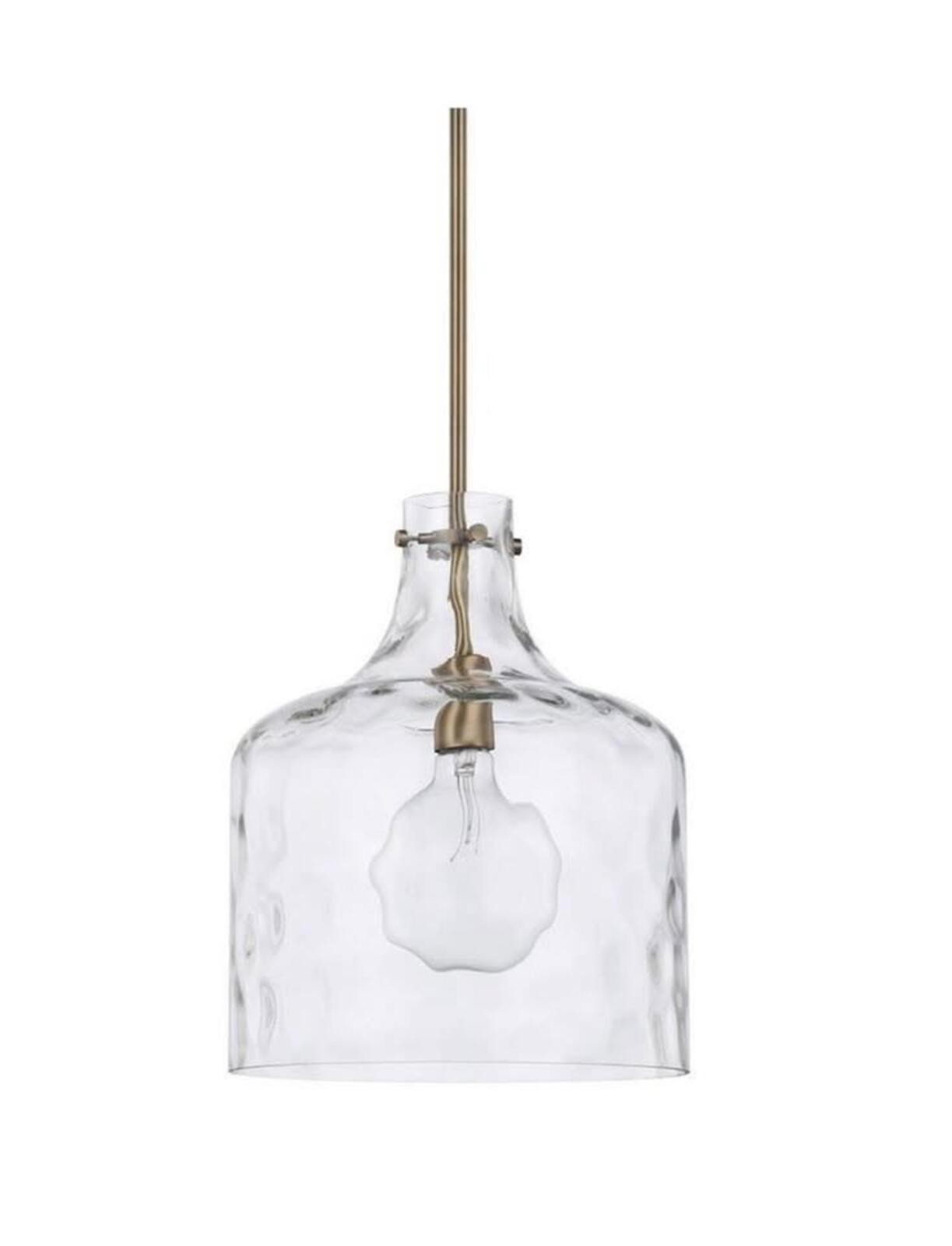 Capital Lighting Single Light 15" Tall Pendant Water Glass Shade 325717AD Brass gallery