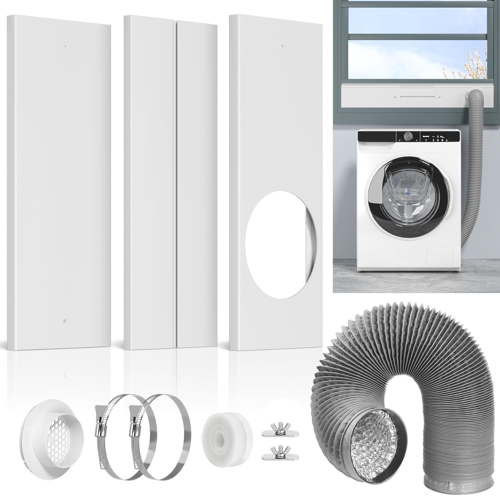 Dryer Vent Window Kit, Window Duct Kit with Hose Adjustable Dryer Vent Seal P gallery