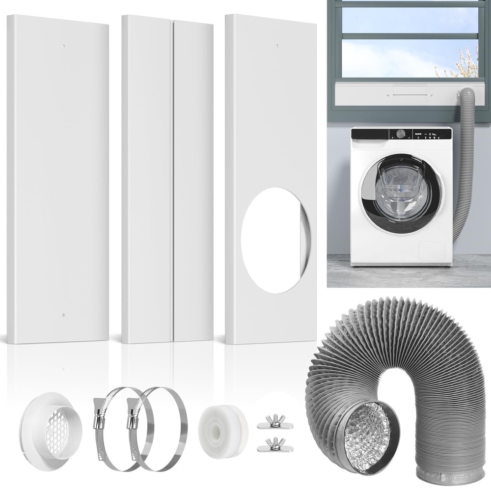 Dryer Vent Window Kit, Window Duct Kit with Hose Adjustable Dryer Vent Seal P