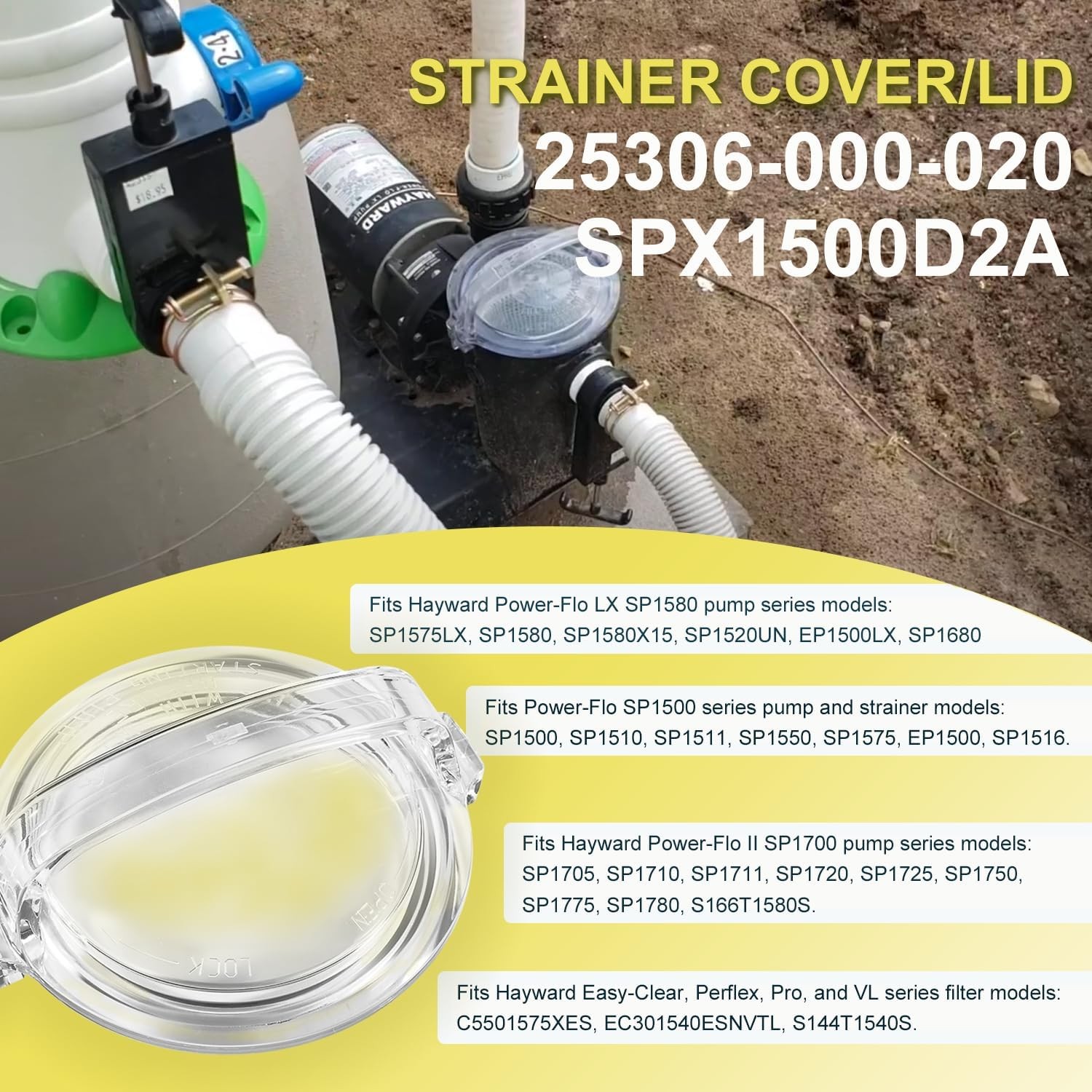 for Hayward Power-Flo Series Pool Pumps SPX1500D2A Strainer Cover/Lid w/O-Ring gallery