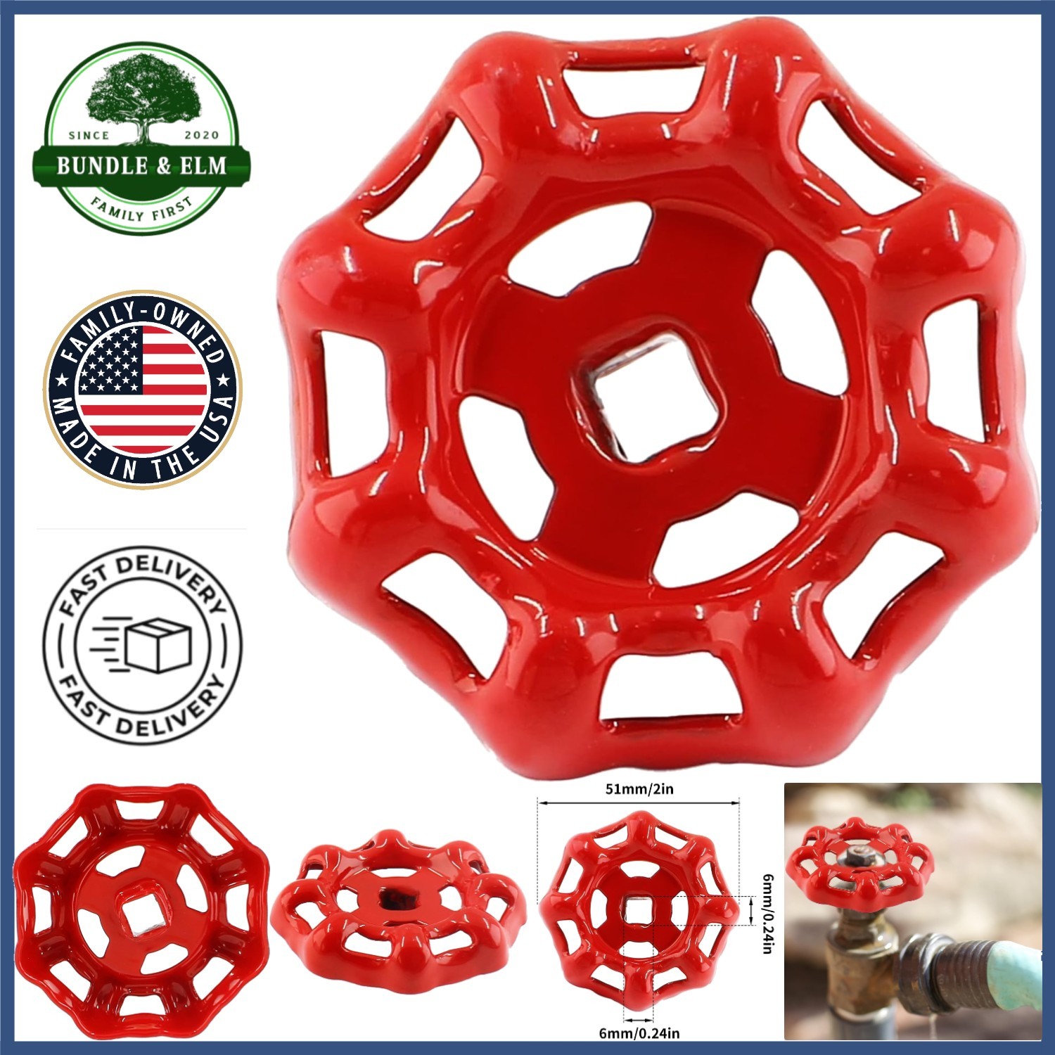 Metal Wheel Handle for Faucets, Rust-Resistant Cast Iron for Long-Lasting Use gallery