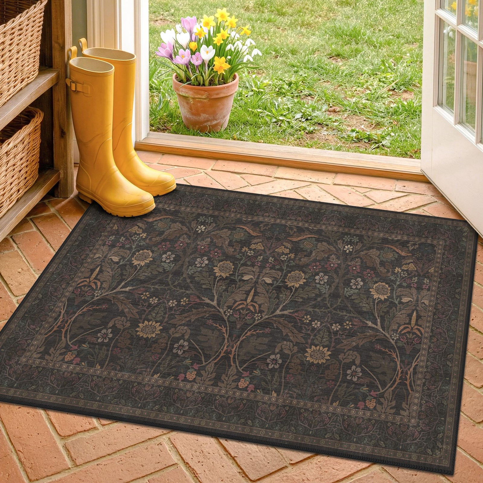 Dark Brown 2x3 Washable Entry Rug, Throw Small 2' x 3' (Rectangular), gallery
