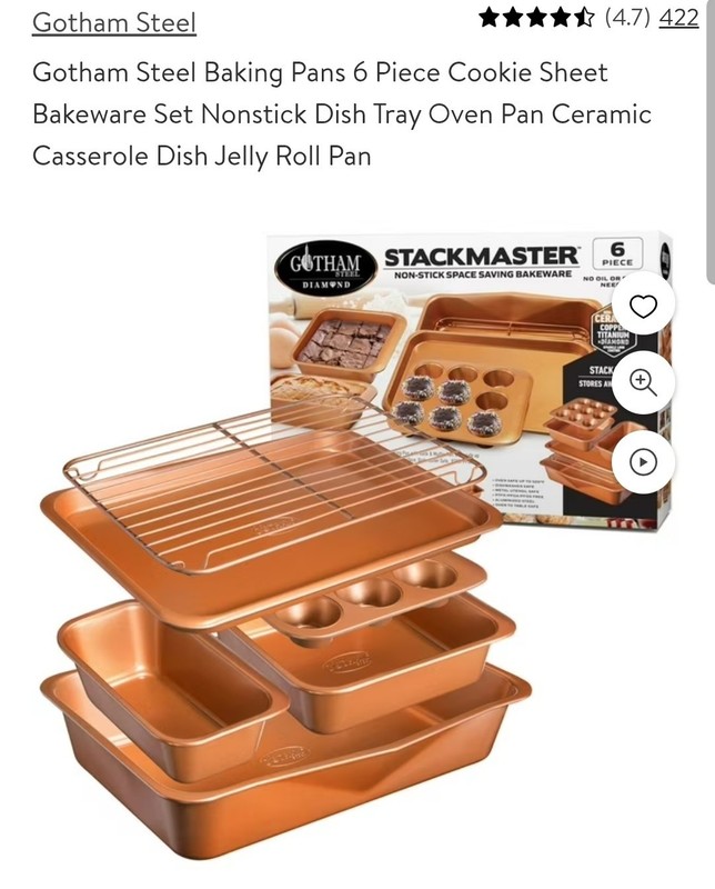 Gotham 6 Pc Srackmaster Ceramic Copper Titanium Bakeware Set Non Stick NEW gallery