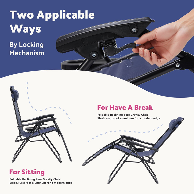 CONCETTA 2PC Zero Gravity Chair Patio Recliner Set Blue (FREESHIP) gallery