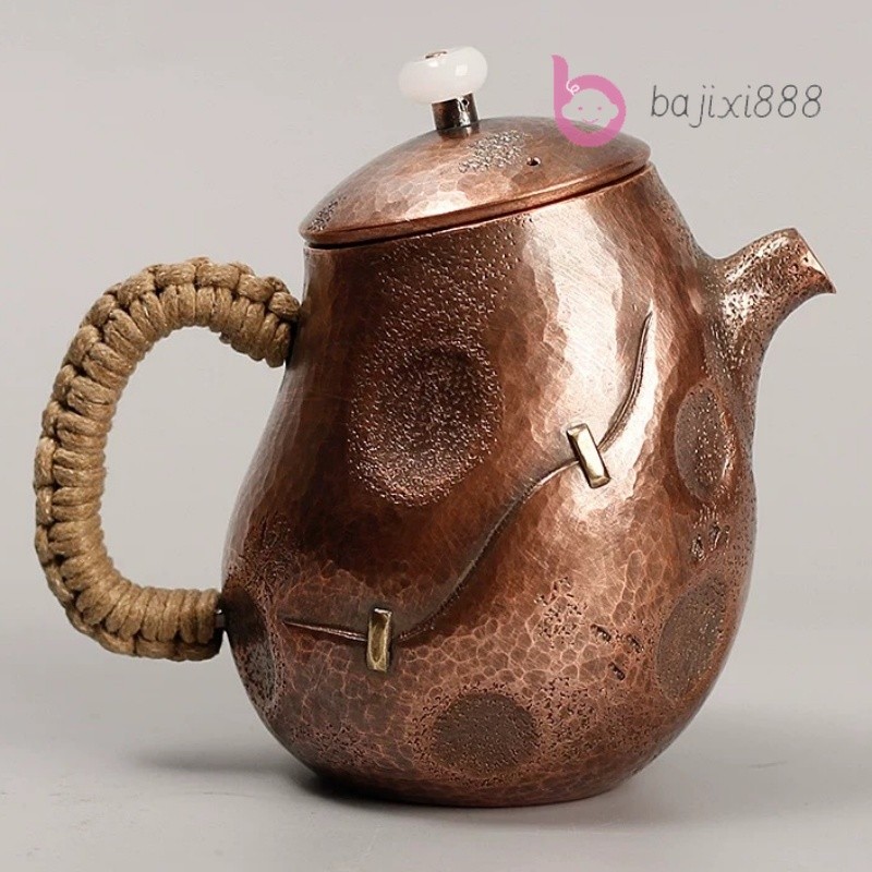 Pure Copper Tea Pot Milk Coffee Teaware Filter Weave Heat Handle Teapot Wine Set gallery