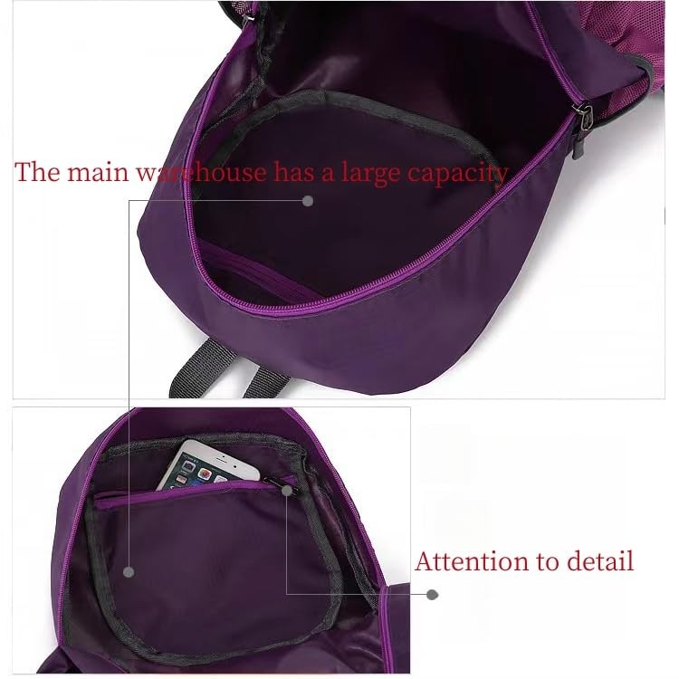 Lightweight Foldable Hiking Travel Backpack Splash Proof Compact Daypack Black 3