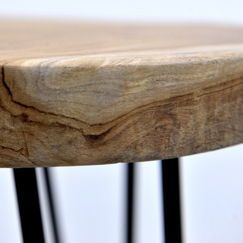 Greenage Rustic Teak Round End Table –Natural Wood Side Table Nightstand 21" H gallery