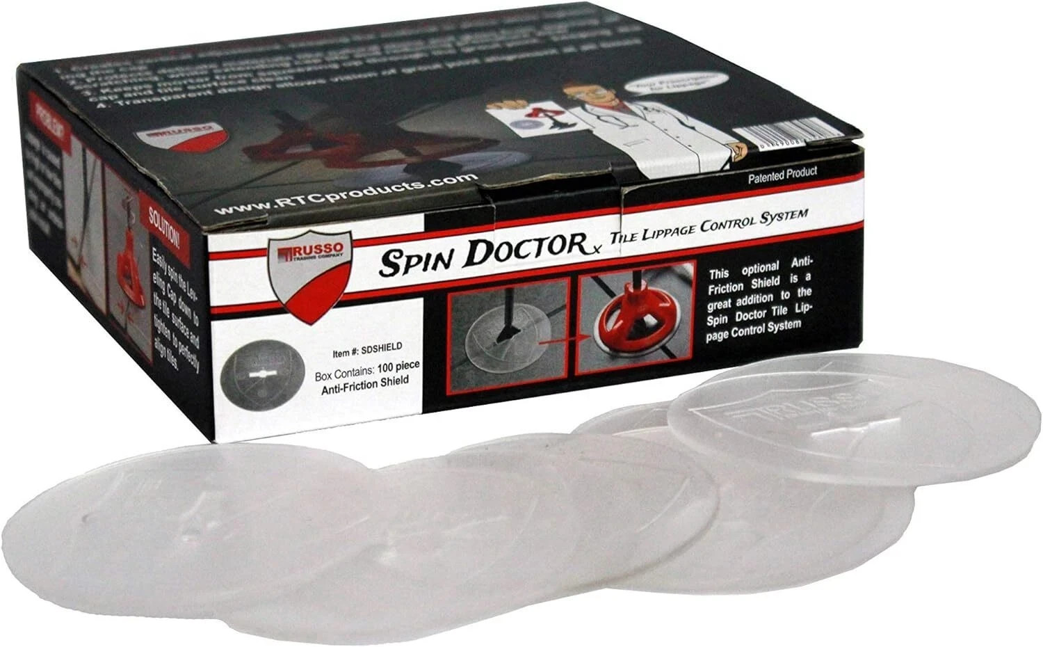 Spin Doctor Tile Leveling System Shields (Russo trading Company) 100 count box gallery