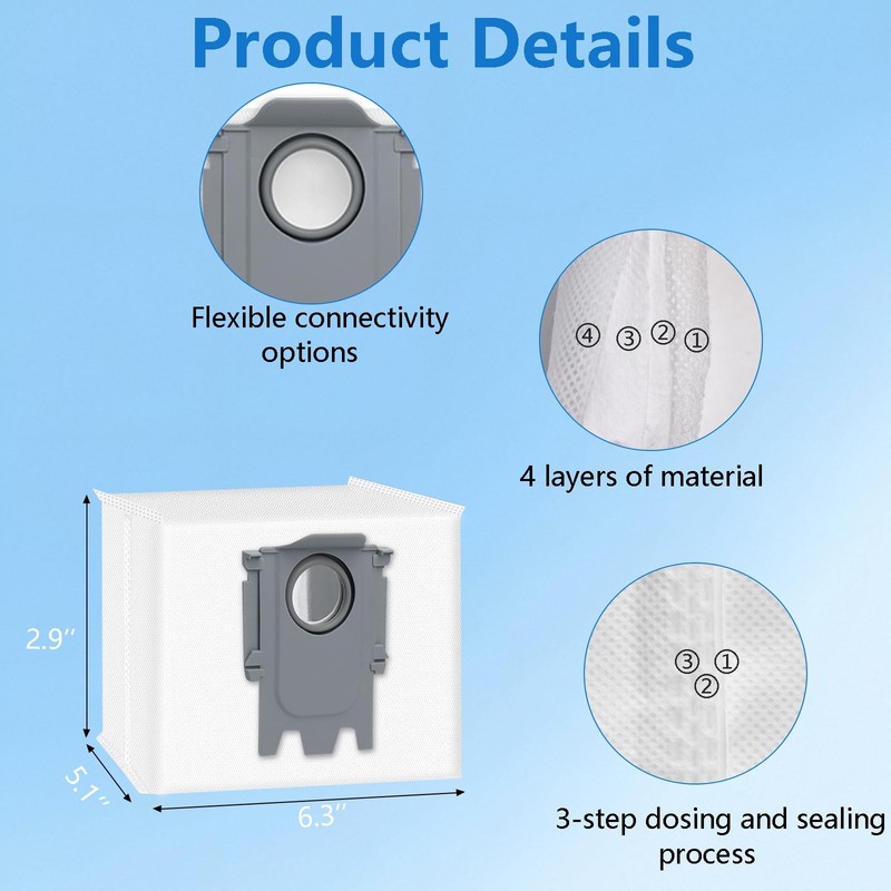 14 Pack Dust Bag Compatible with Roborock Q7 M5+, Q10 S5+/Q10 X5+, Q5, Q5+, Q gallery