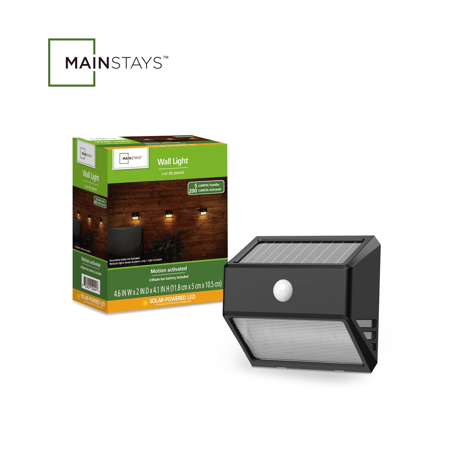 Solar Powered Motion Sensor Wall Light Mainstays 200 Lumens Outdoor gallery