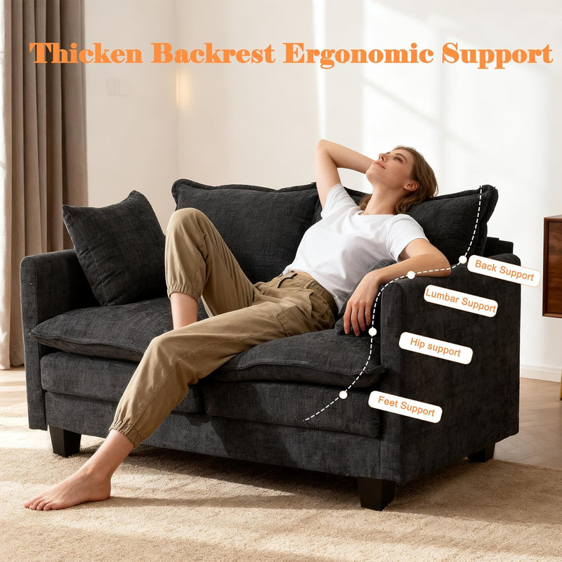 Loveseat Sofa Cloud Sofa Couch 50'', Modern Loveseats 2 Seat Couch 27" Deep Seat gallery