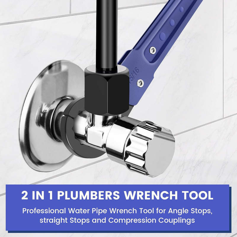 Plumbing Tools, Angle Stop Wrench Angle-On Wrench Kit, Professional Plumbers Wre gallery