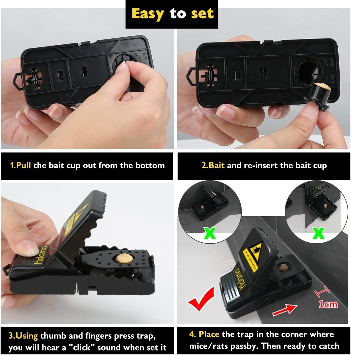 Hdama 6 Pack Mouse Trap Reusable Quick Kill Snap Traps for Indoor & Outdoor Use. gallery