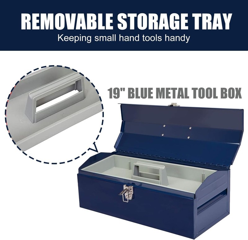 NEW Portable 19" Metal Tool Box Storage Tray Bin Workshop Tool Parts Organizer gallery