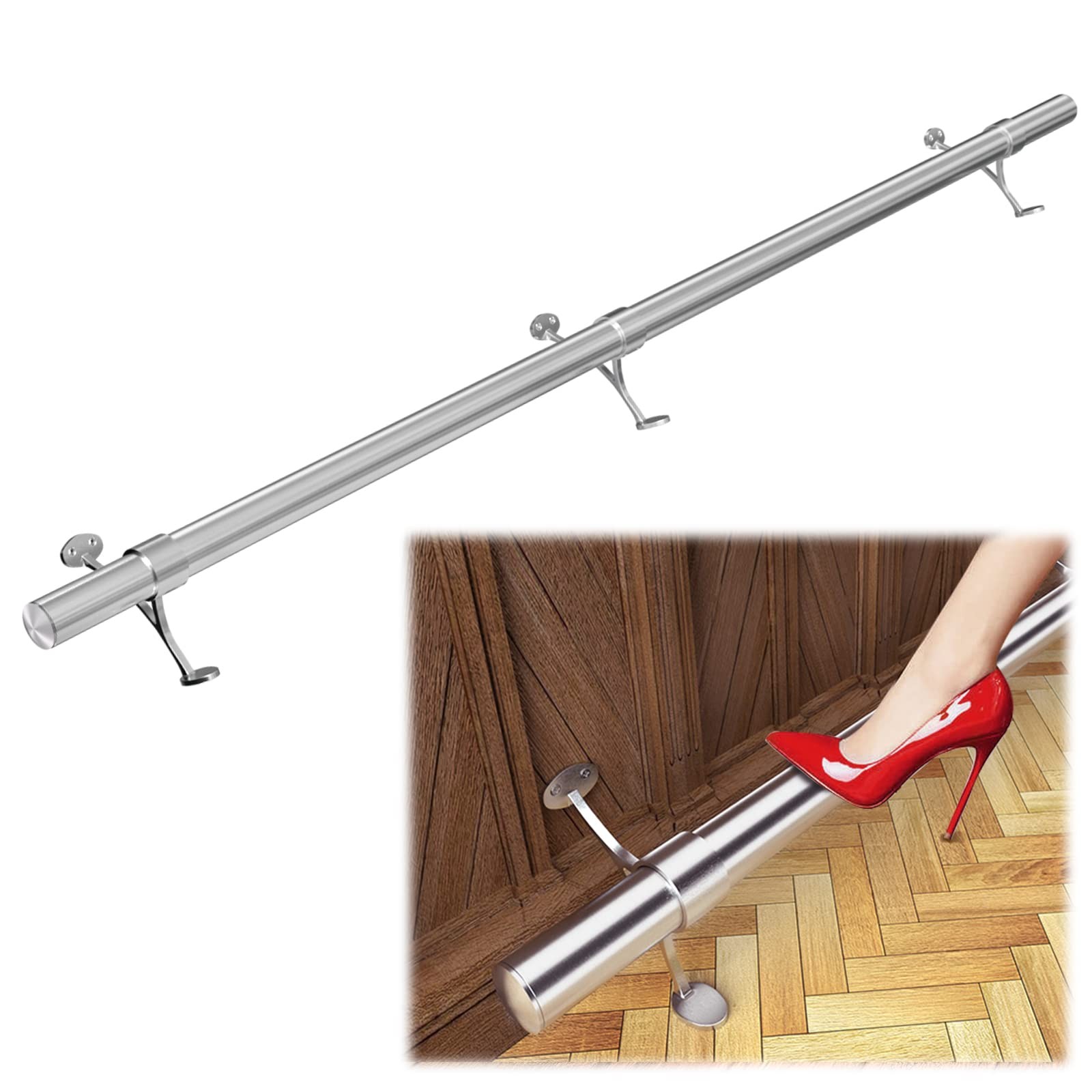 Muzata 6ft Bar Foot Rail Kit Undercounter Mount Hardware and Tubing Complete gallery
