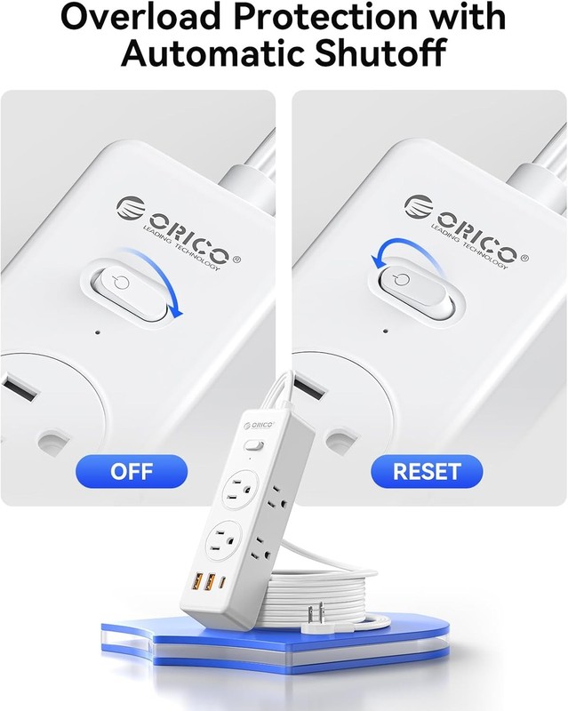 Flat Plug Power Strip Surge Protector, 5/10Ft Ultra Thin Extension Cord 9 gallery
