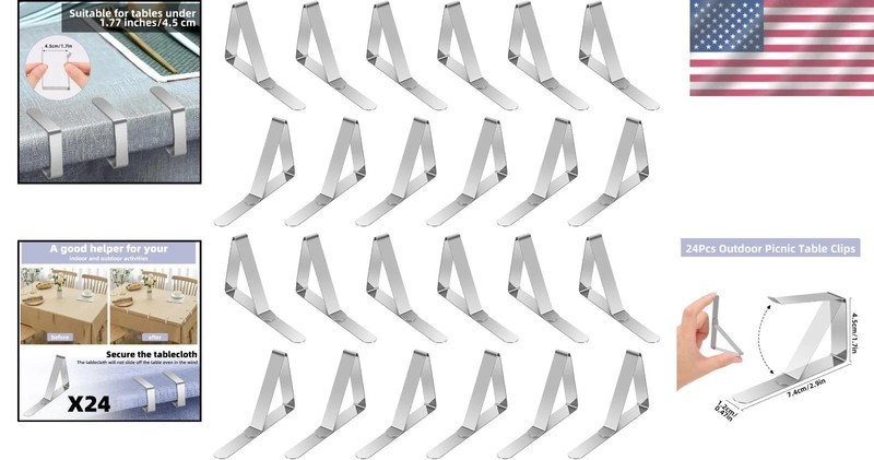 High-Quality 24 Tablecloth Clips - Rust-Proof Stainless Steel for Any Occasion gallery