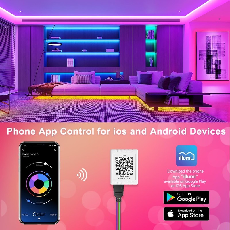 50 Ft LED Strip Lights, Smart Light with App Remote Control, RGB LED 1 ROLL 50ft gallery