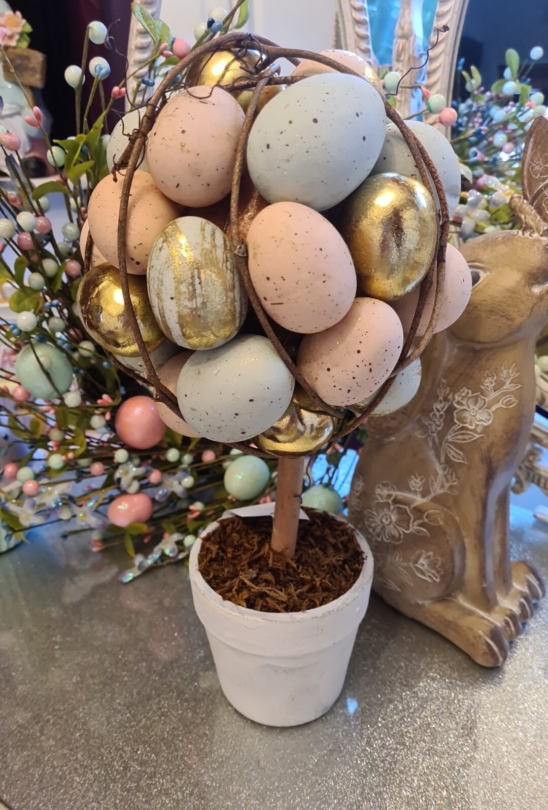 Tk Maxx Easter Rare Large Pastel Coloured Egg Topiary Tree Plant Decoration gallery
