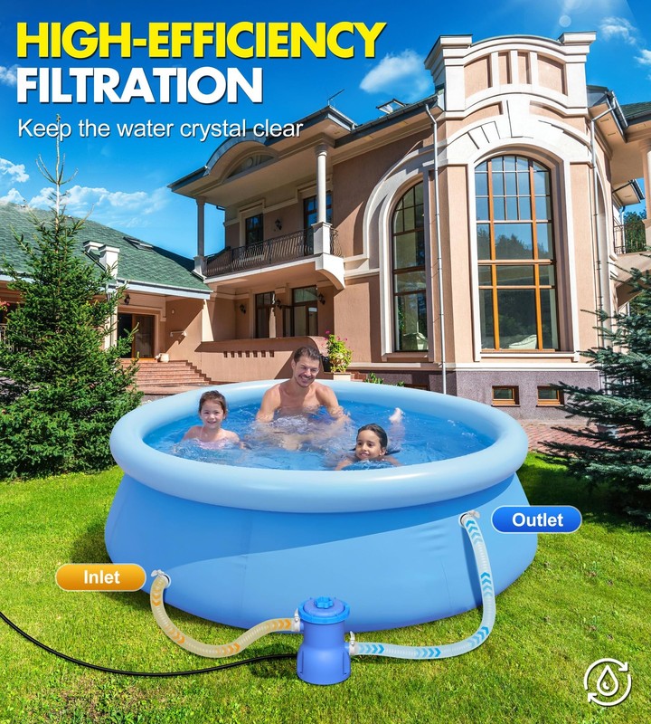 300GPH Pool Filter Pump for Small Above Ground Pools, Blue gallery
