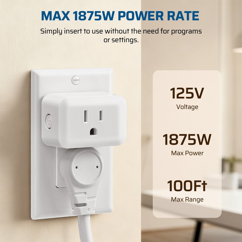4-Gang Wireless Remote Control Outlet Set – 125V 15A,100ft RF Range,UL Certified gallery