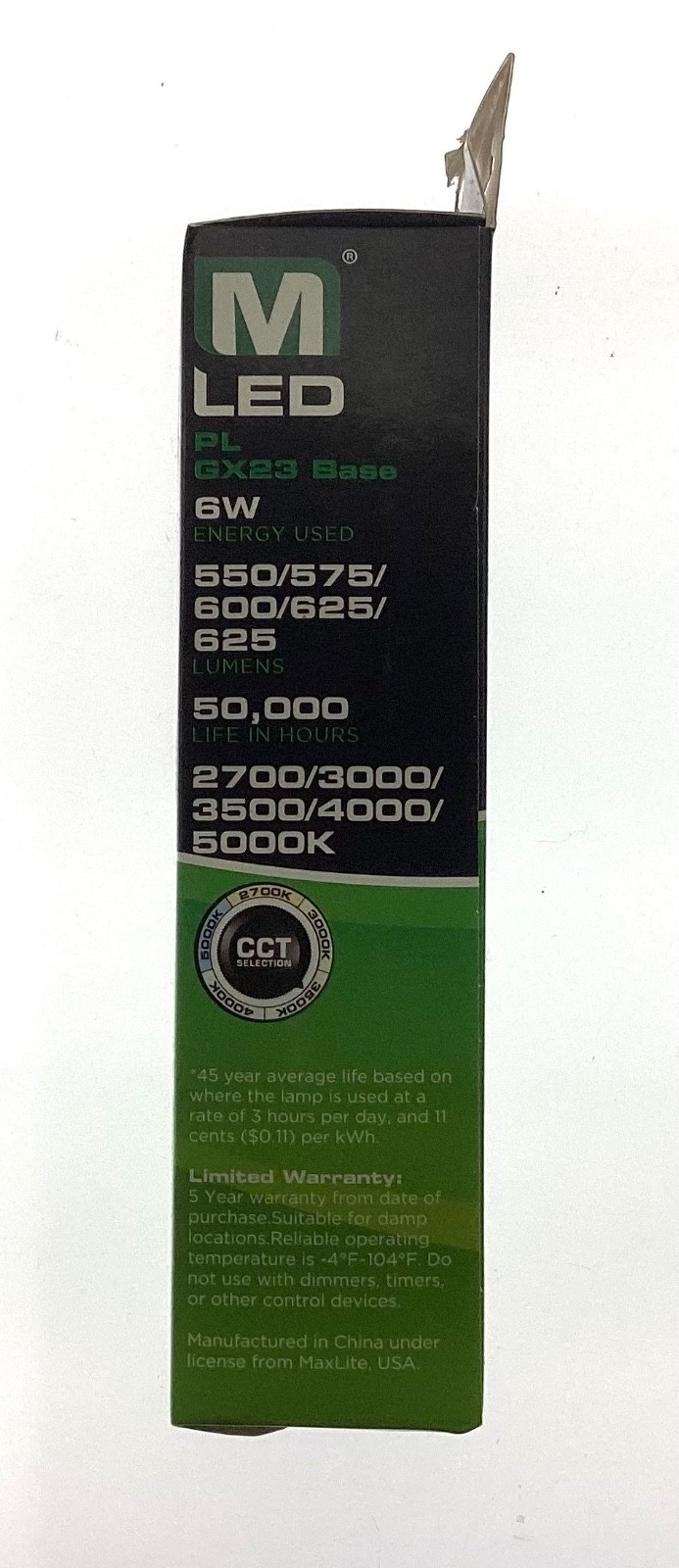 Maxlite LED PL GX23 2-Pin Base 6W 625 lms 27K-50K CCT Sel Light Bulb Energy Star gallery